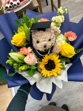 Load image into Gallery viewer, Designer’s Choice Bouquet with Bear