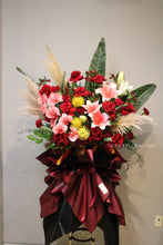 Load image into Gallery viewer, Red Grand Opening Flower with Orchid and Dried Pampas Grass