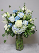 Load image into Gallery viewer, White & Blue Designer's Choice Vase Arrangement