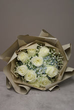 Load image into Gallery viewer, elegant white rose with baby's breath bouquet vancouver