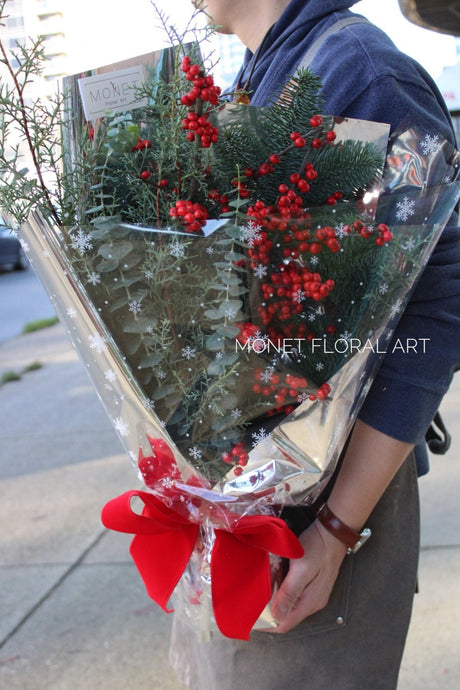 Ilex and Ever Greens Christmas Bouquet Vancouver